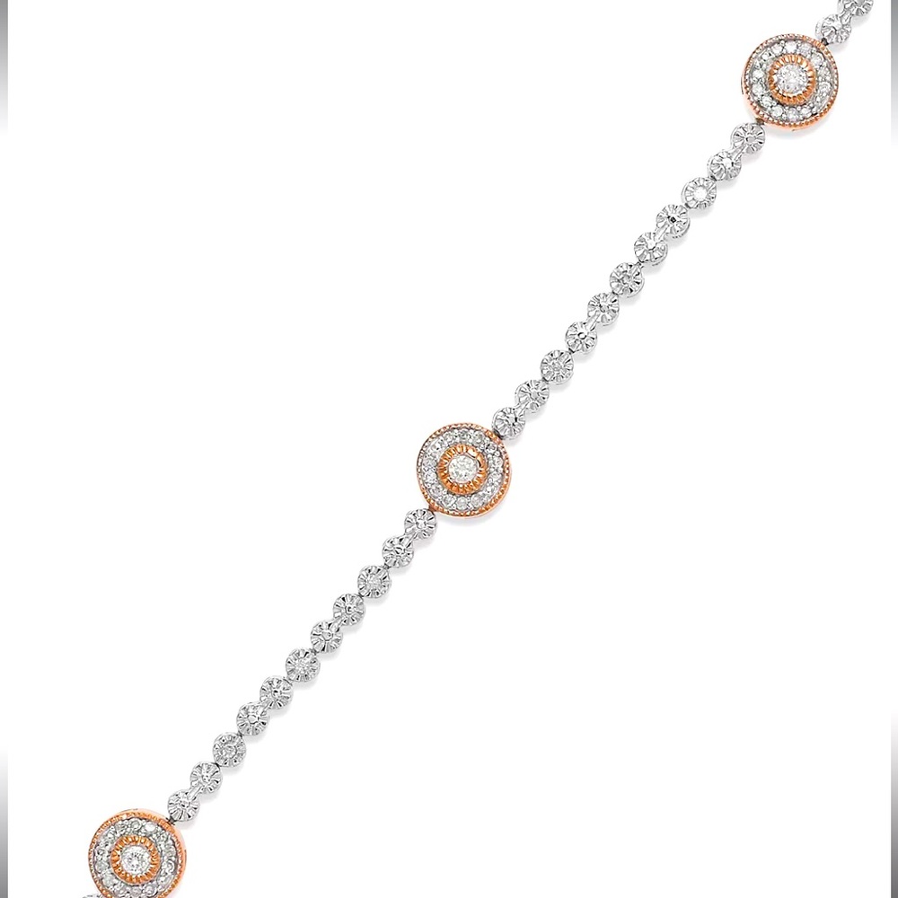 NIB Diamond Circle Bracelet 14k Rose Gold over Sterling Silver 1/2 ct. t.w.